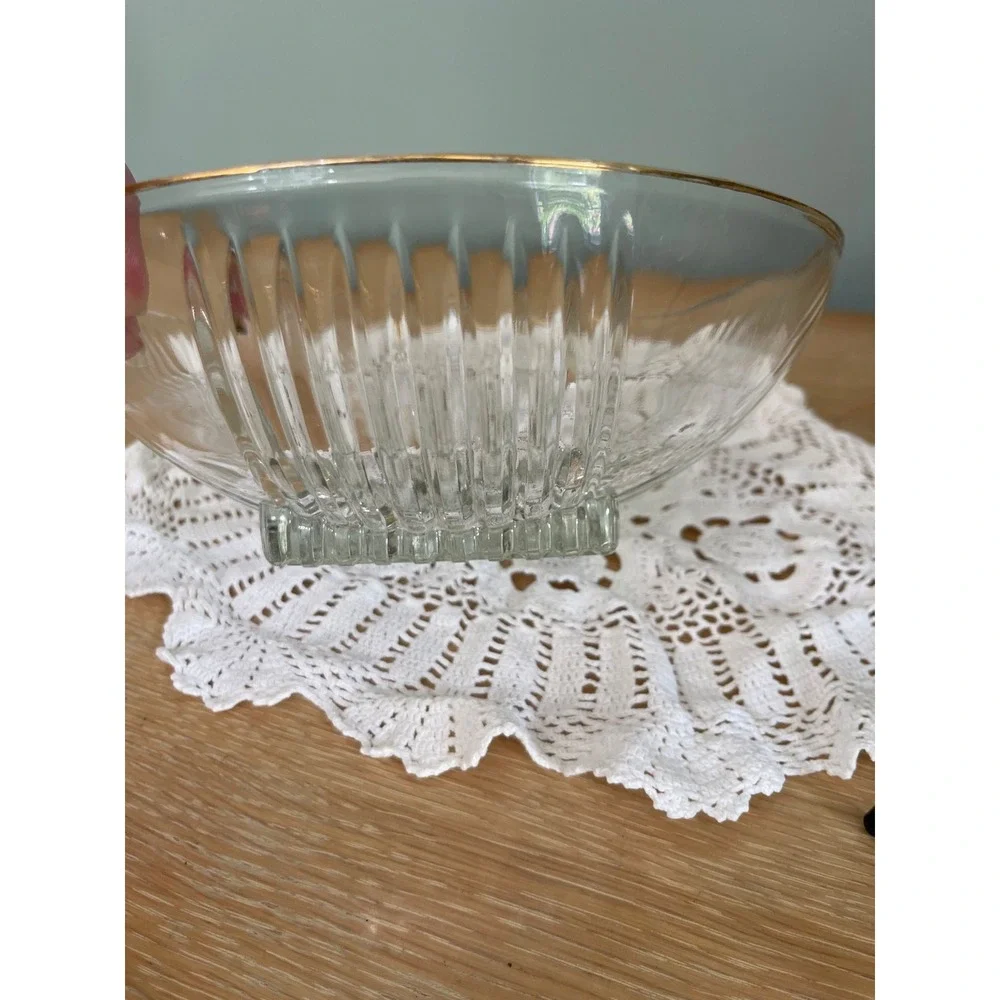 Vintage Art Deco Federal Glass Park Avenue bowl Crystal gold Mid Century Modern